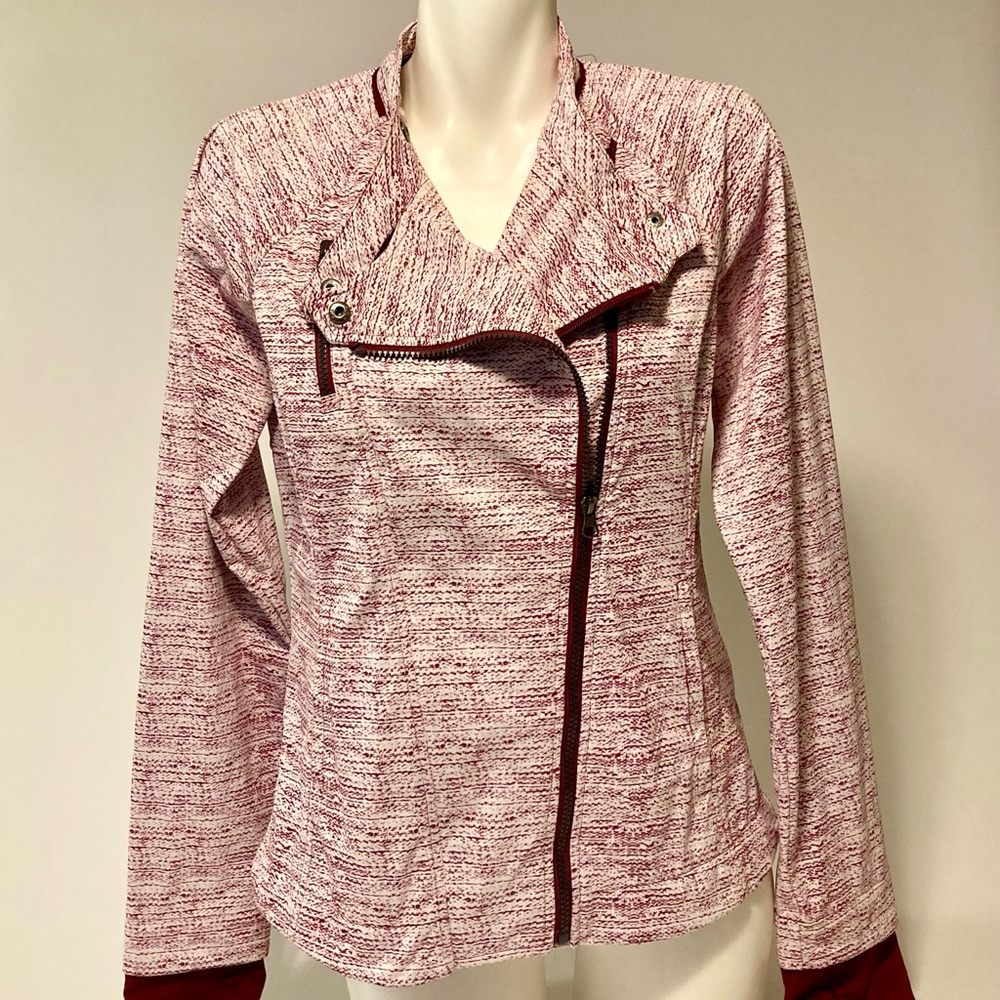 Mondetta Burgundy White Polyester Windbreaker Jacket size M